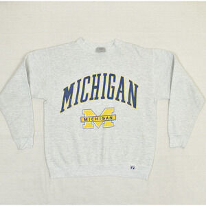 Logo 7 Men's Pullover Sweatshirt Cotton Gray Size M Michigan Wolverines Vintage